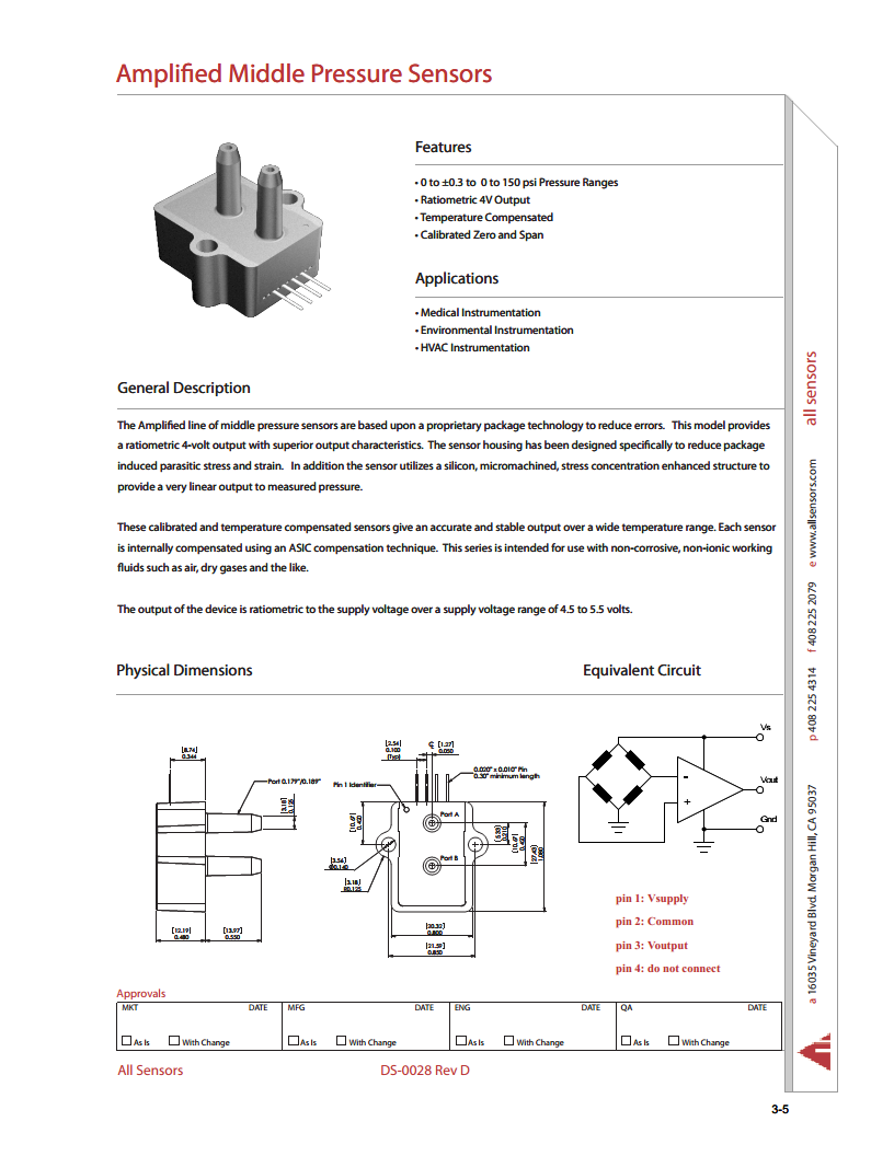 15 PSI-A-PRIME-MV高精度绝压压力传感器AXCX系列PRIME，模拟毫伏（MV）输出图片